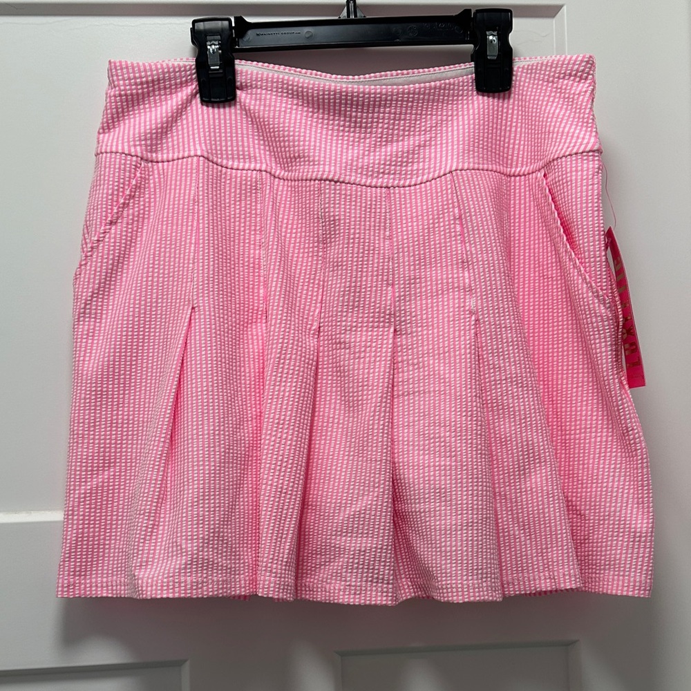 Lilly Pulitzer Pink Seersucker Pleated Skort